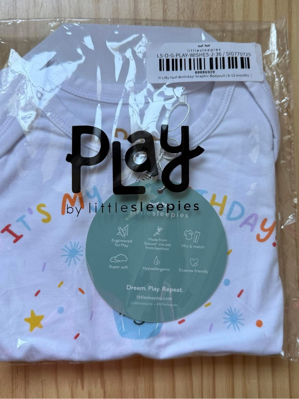 Play by littlesleepies "It's My Half-Birthday" White Graphic Bodysuit